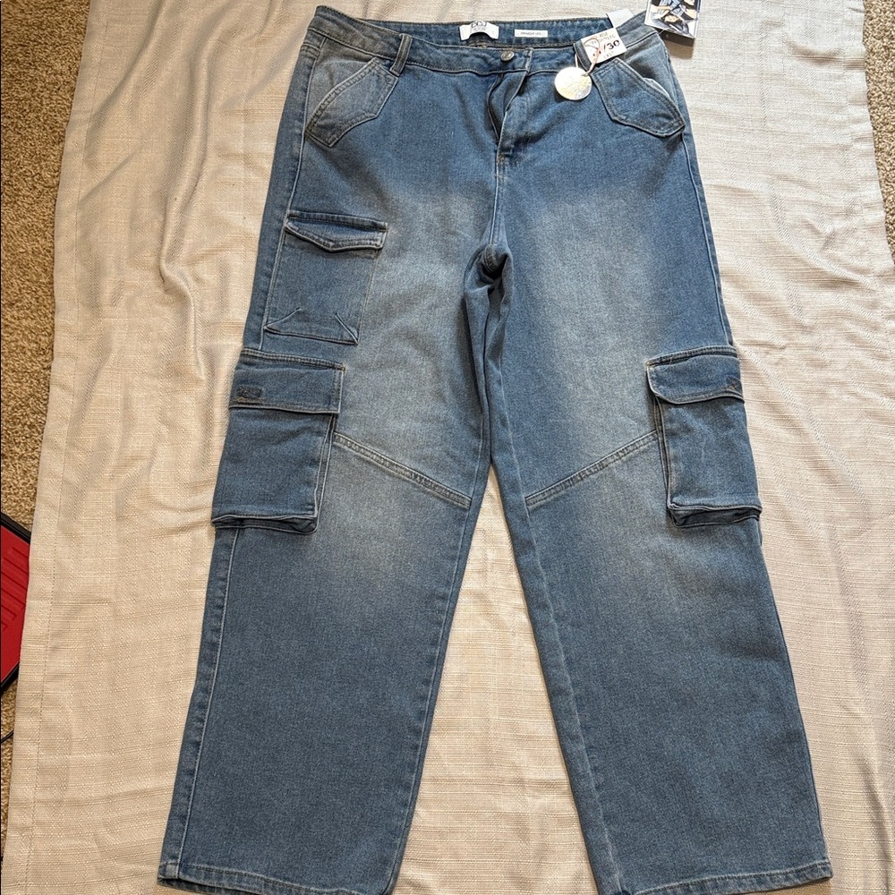 BBJ Los Angeles Women's Blue Cargo Jeans NWT​